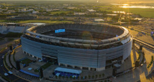 The sun rises over MetLife Stadium.