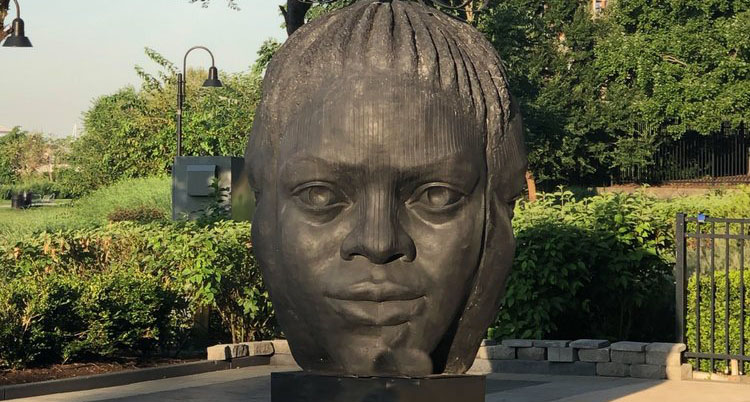 Adorn Me has been displayed at the Liberty Terrace Condos in Paulus Hook since 2019. In 2024, it became the Exchange Place Alliance's first sculpture purchase. - PROVIDED BY EXCHANGE PLACE ALLIANCE