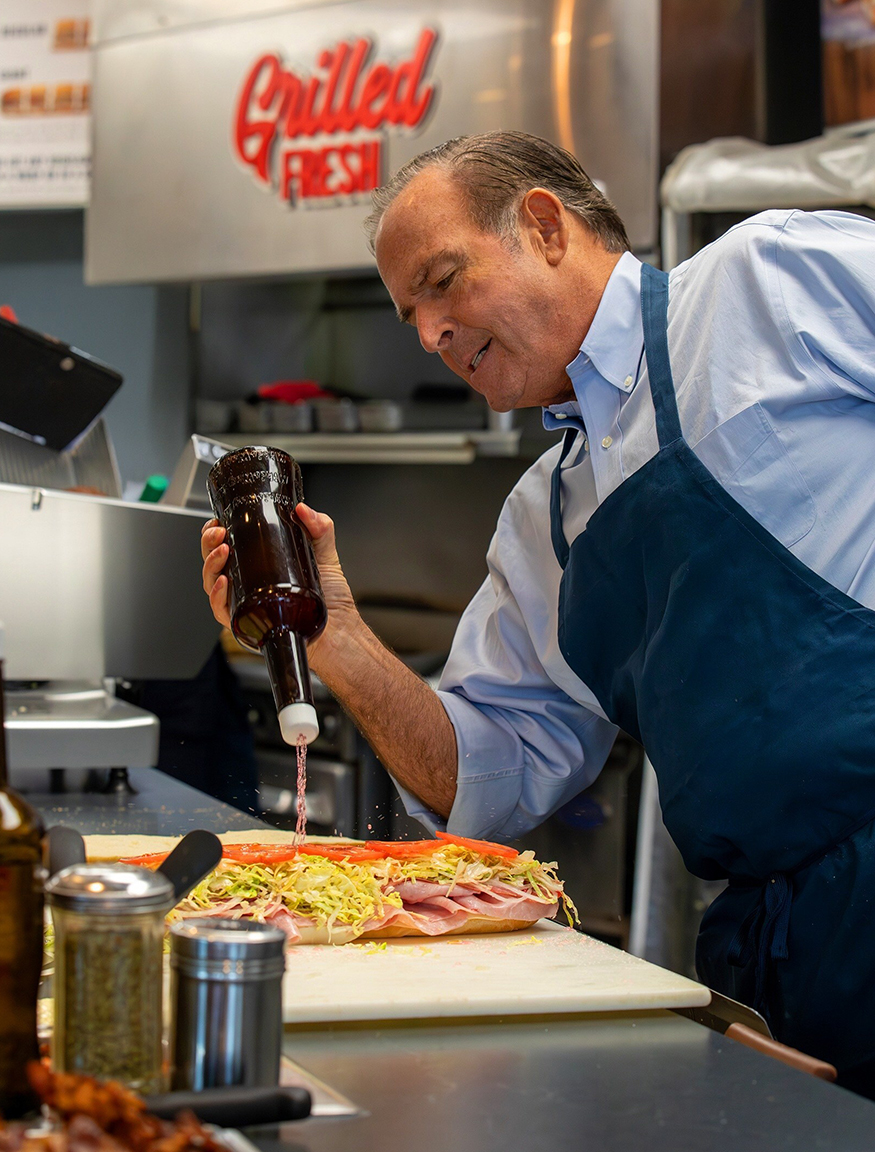 Jersey Mike's founder and CEO Peter Cancro celebrates the 15th Annual Day of Giving in Point Pleasant Beach.