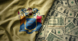 New Jersey state flag on money