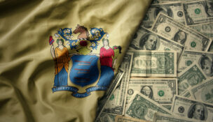 New Jersey state flag on money