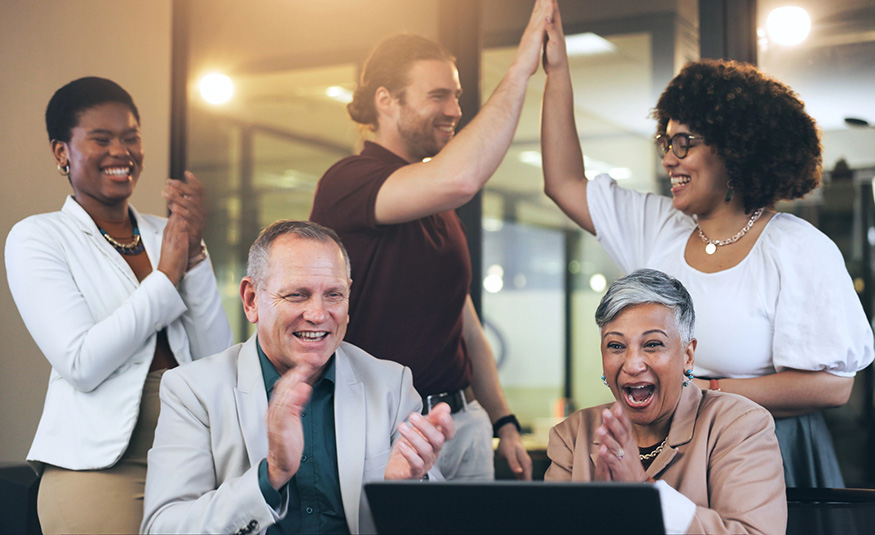 Employees celebrate
