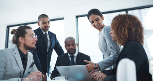 Staff meeting with managers and employees