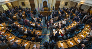 Gov. Mikie Sherrill gives her first Budget Address in the Assembly Chambers of the State House in Trenton on March 10, 2026.