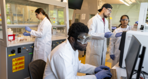 Seton Hall students conduct research in the lab.